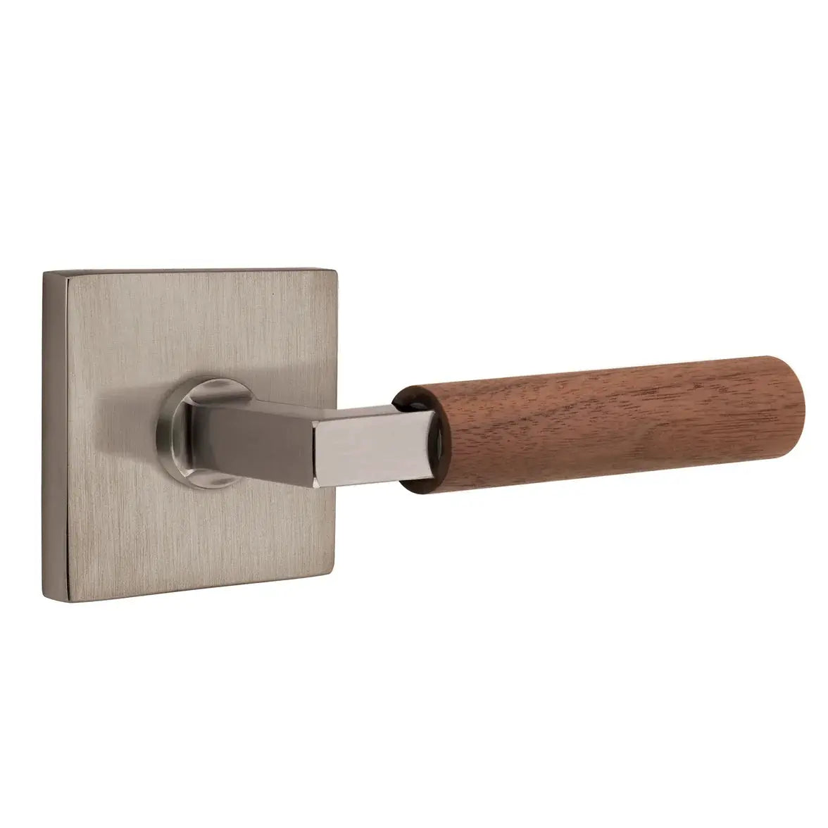 Emtek Walnut Lever with Square Rosette and L-Square Stem by Emtek