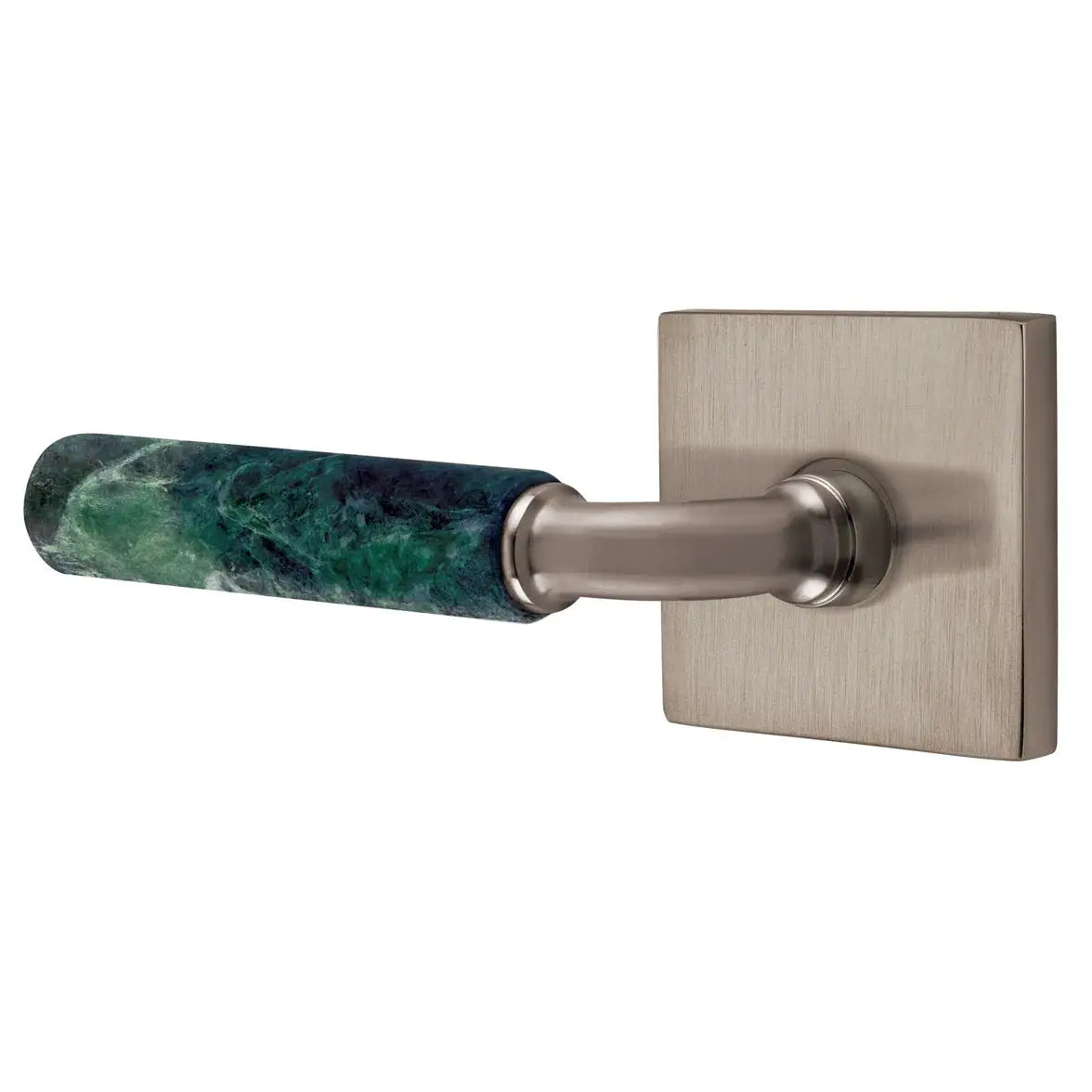 Emtek Green Marble Lever with Square Rosette and R-Bar Stem by Emtek