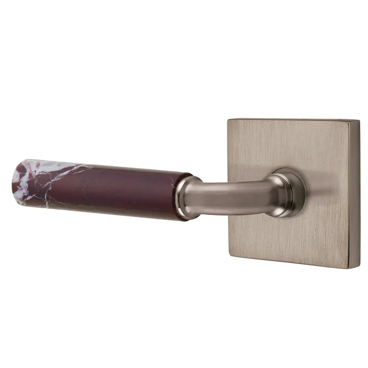 Emtek Rosso Levanto Marble Lever with Square Rosette and R-Bar Stem by Emtek