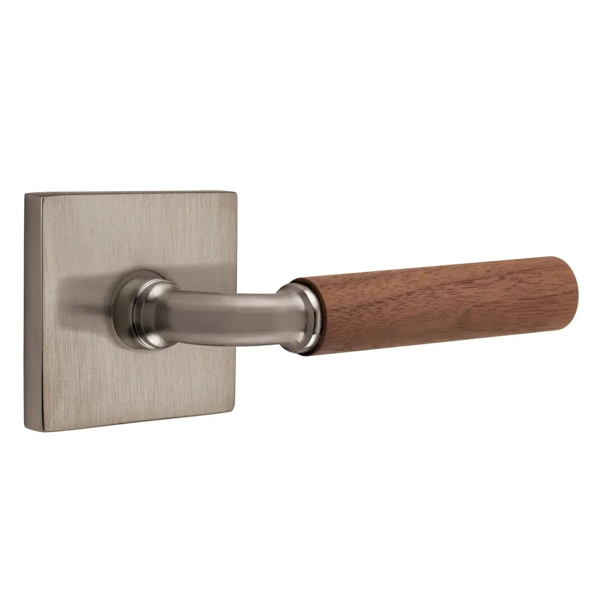 Emtek Walnut Lever with Square Rosette and R-Bar Stem