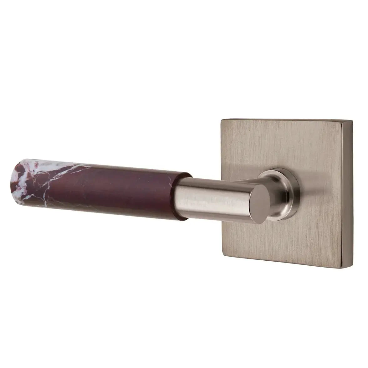 Emtek Rosso Levanto Marble Lever with Square Rosette and T-Bar Stem by Emtek