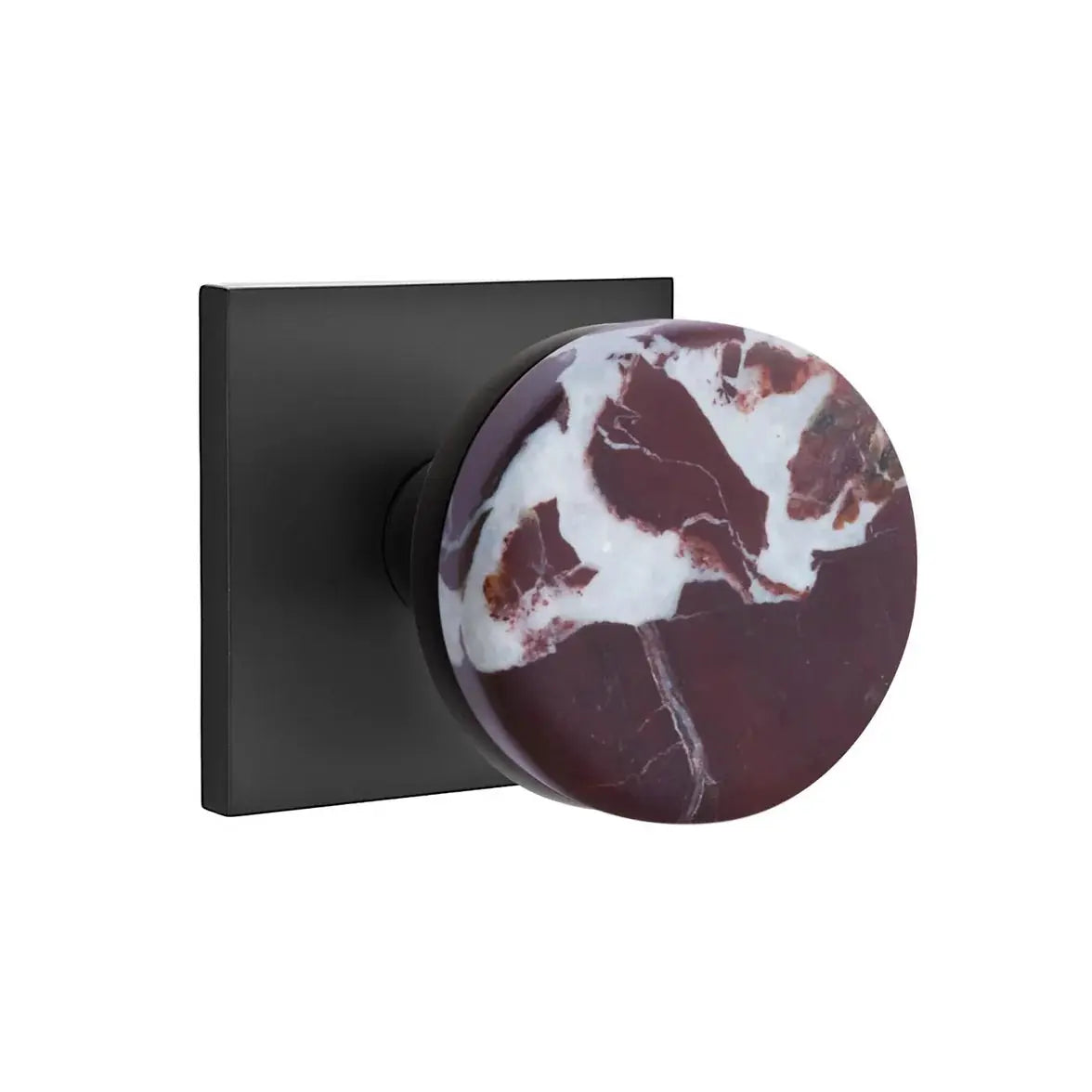 Emtek Rosso Levanto Marble Knob with Square Rosette and Conical Stem by Emtek