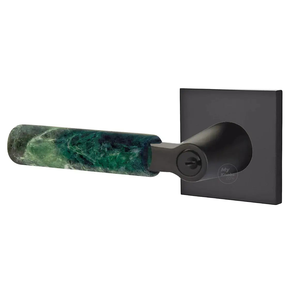Emtek Green Marble Lever with Square Rosette and L-Square Stem by Emtek