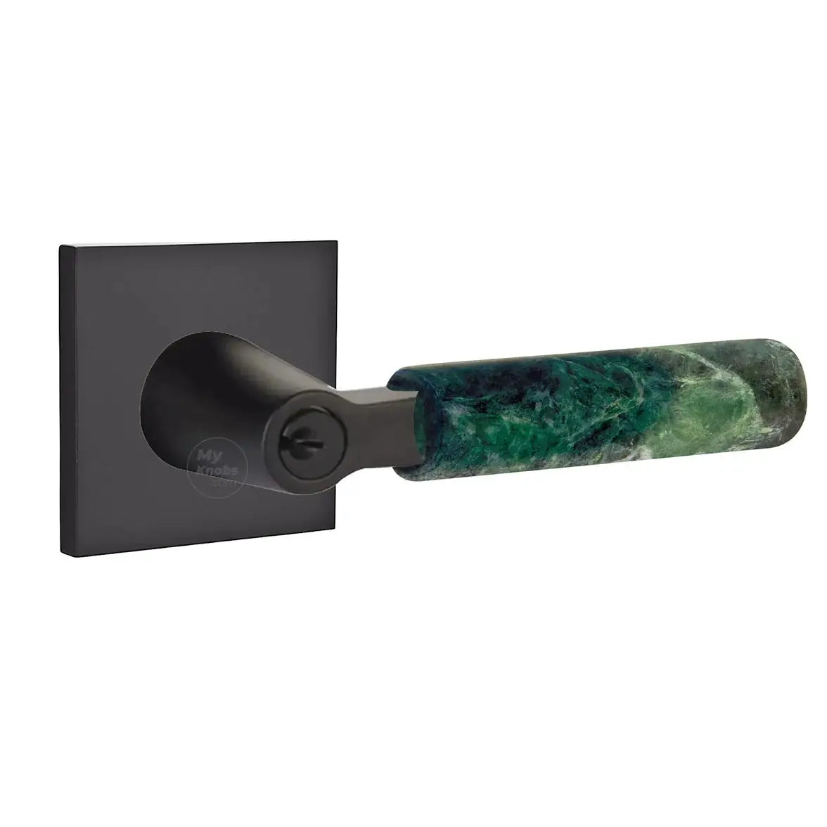 Emtek Green Marble Lever with Square Rosette and L-Square Stem by Emtek