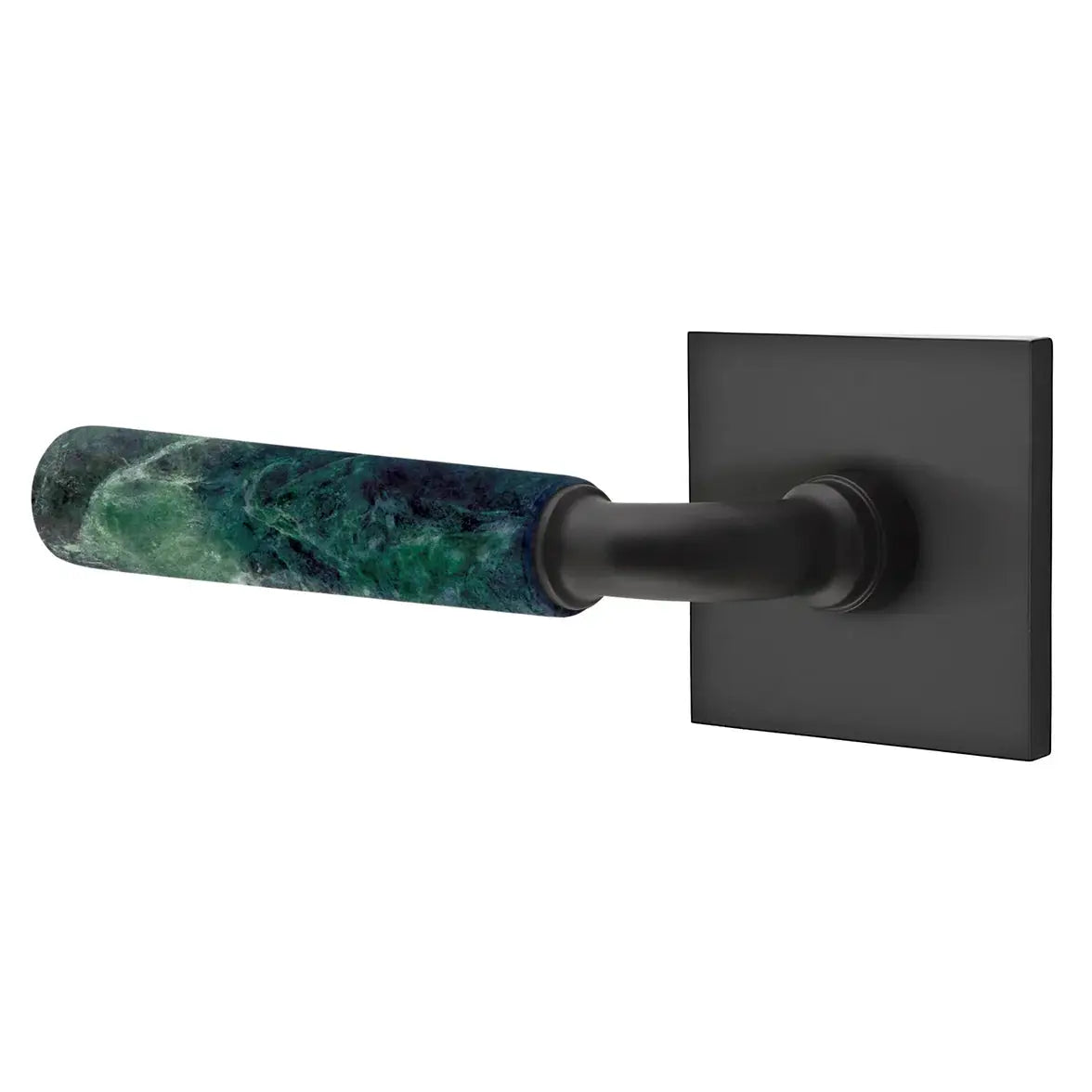 Emtek Green Marble Lever with Square Rosette and R-Bar Stem by Emtek