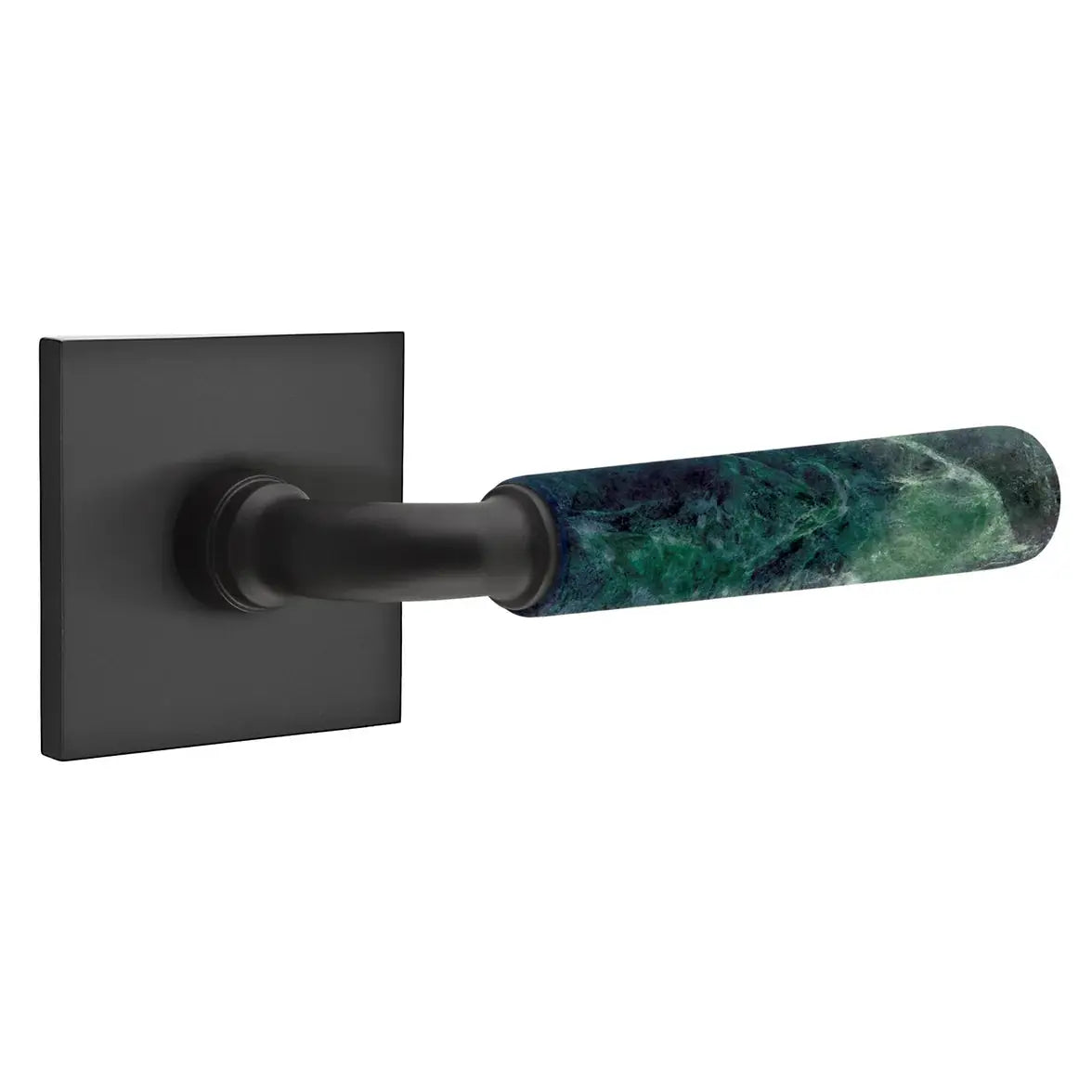 Emtek Green Marble Lever with Square Rosette and R-Bar Stem by Emtek