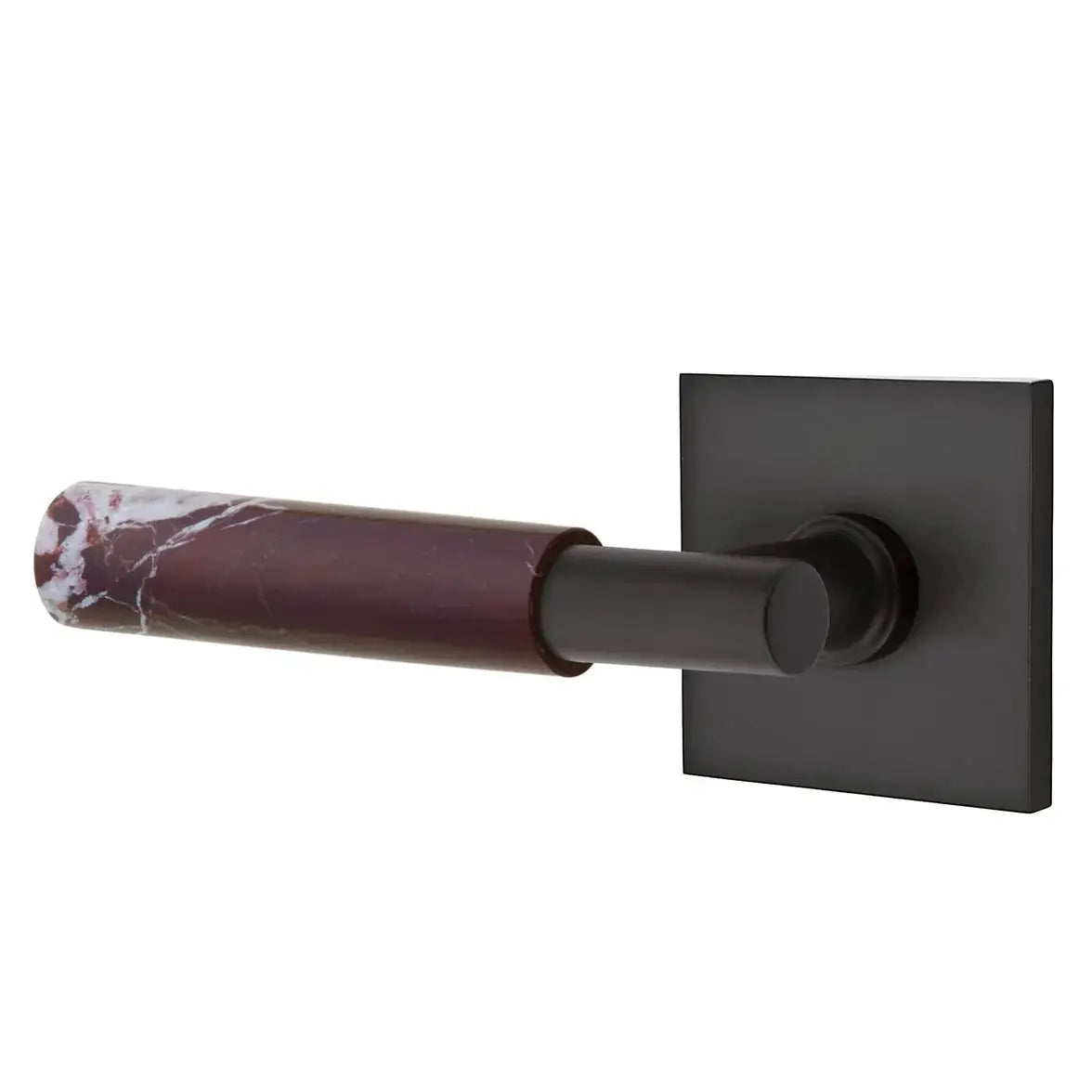 Emtek Rosso Levanto Marble Lever with Square Rosette and T-Bar Stem by Emtek