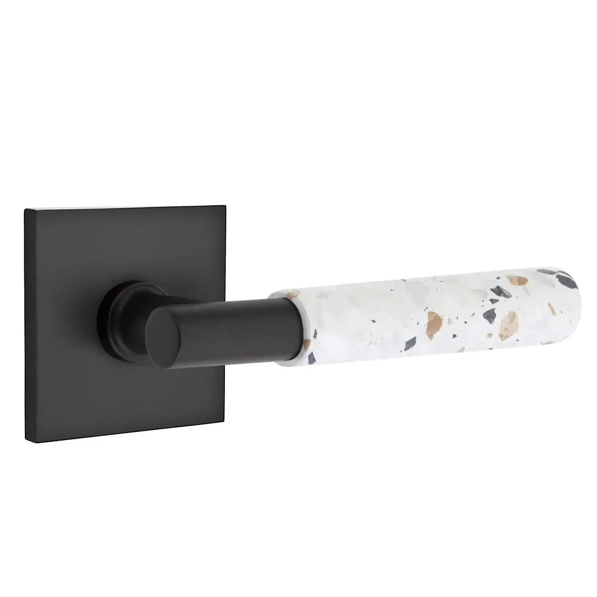 Emtek Light Terrazzo Lever with Square Rosette and T-Bar Stem by Emtek
