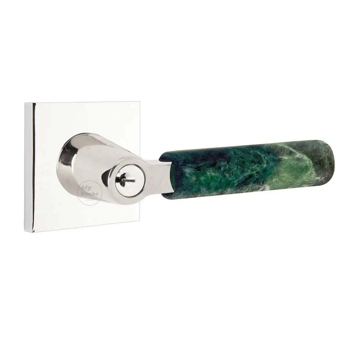Emtek Green Marble Lever with Square Rosette and L-Square Stem by Emtek