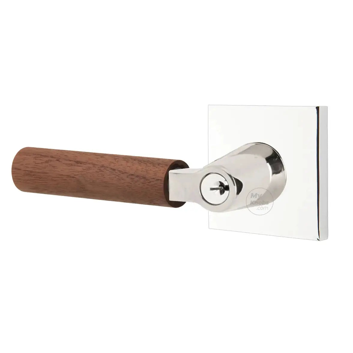 Emtek Walnut Lever with Square Rosette and L-Square Stem by Emtek