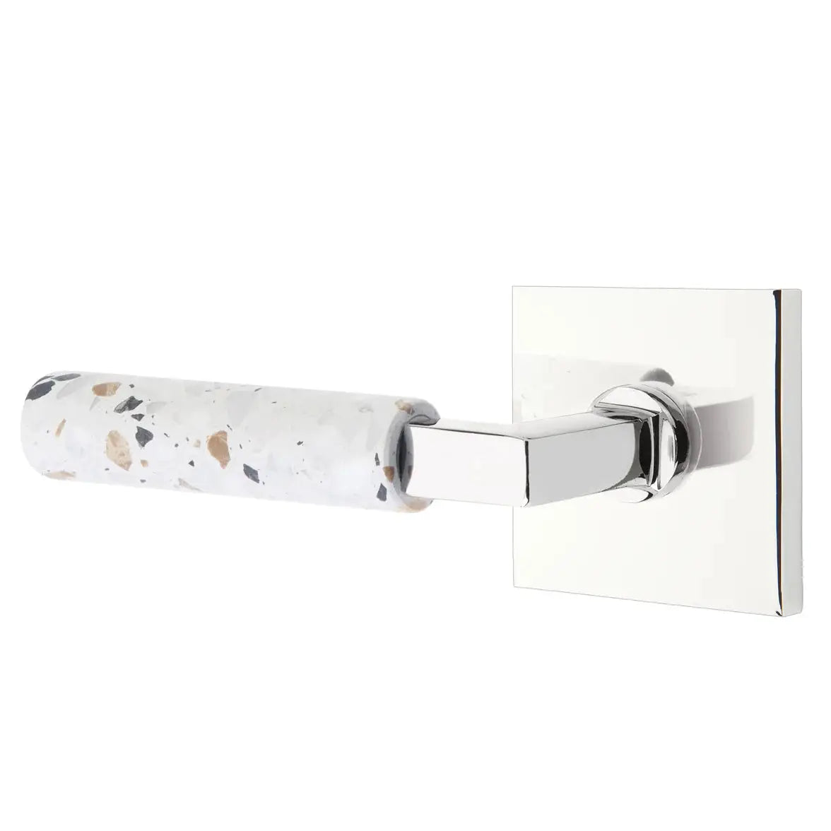Emtek Light Terrazzo Lever with Square Rosette and L-Square Stem by Emtek