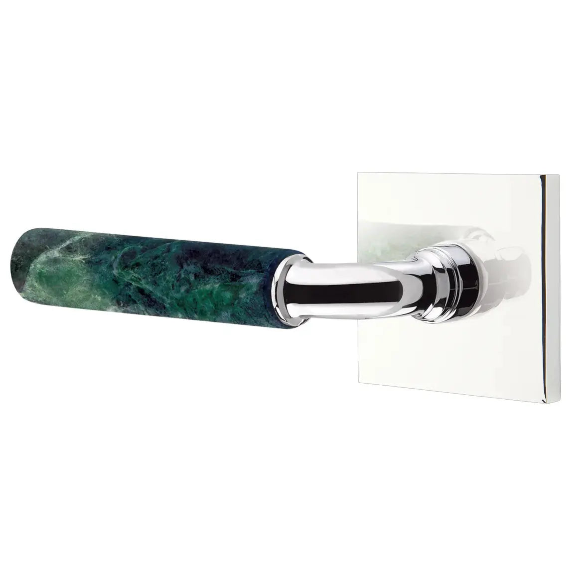 Emtek Green Marble Lever with Square Rosette and R-Bar Stem by Emtek