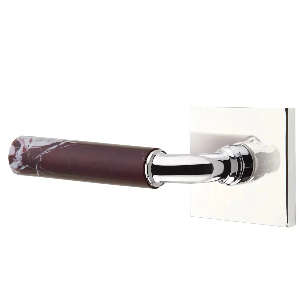 Emtek Rosso Levanto Marble Lever with Square Rosette and R-Bar Stem by Emtek