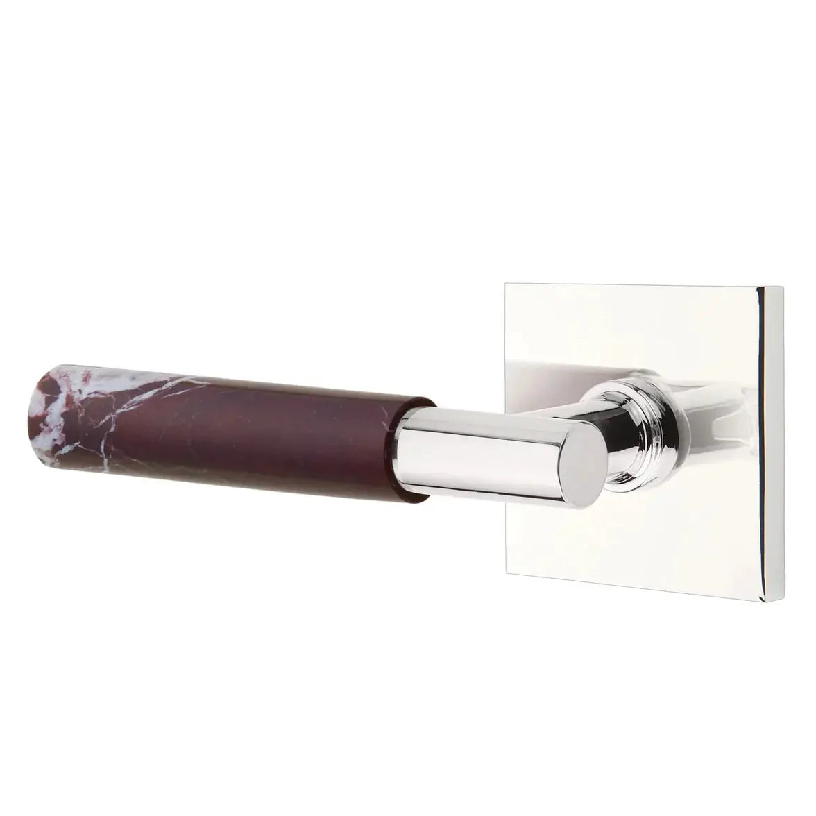 Emtek Rosso Levanto Marble Lever with Square Rosette and T-Bar Stem by Emtek