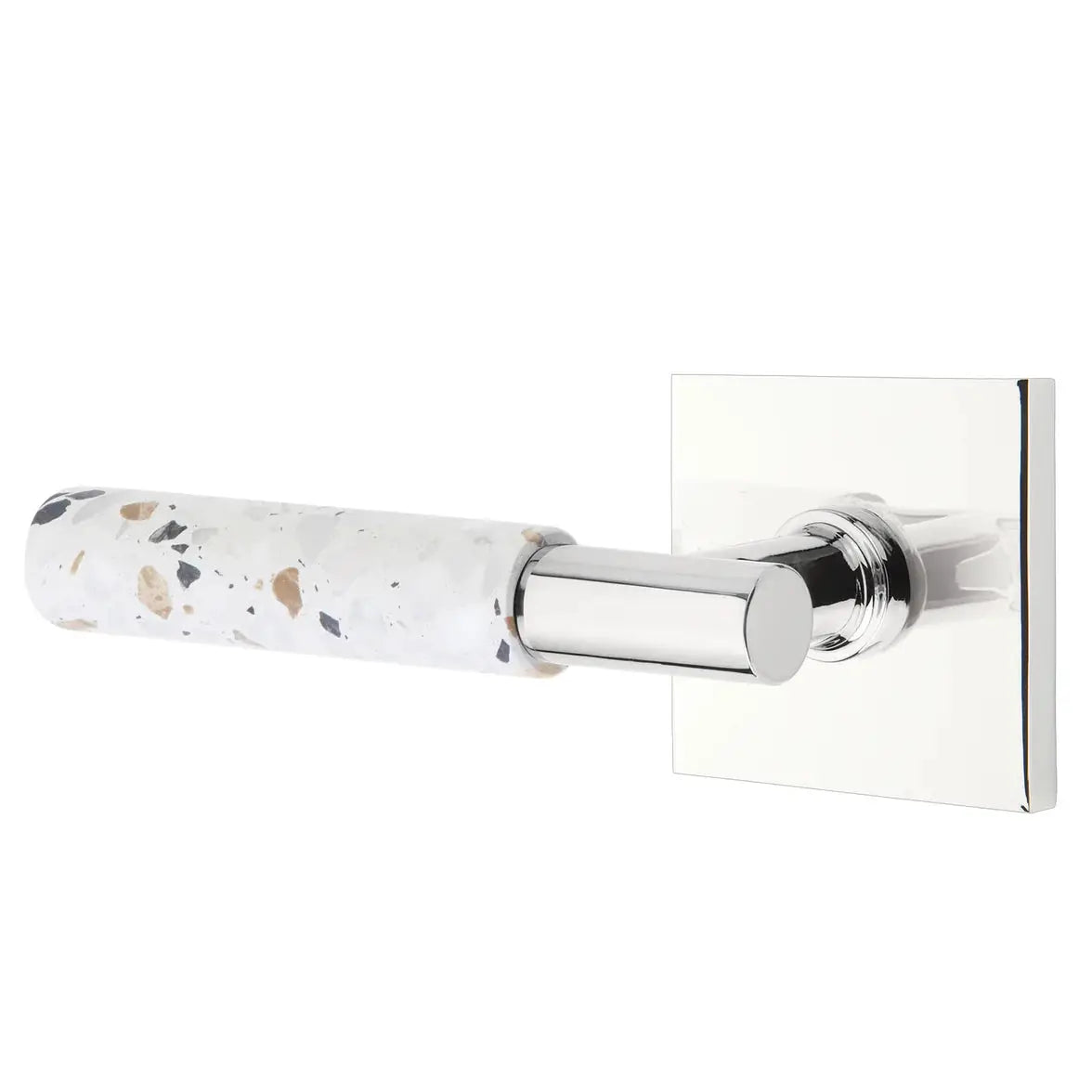 Emtek Light Terrazzo Lever with Square Rosette and T-Bar Stem by Emtek
