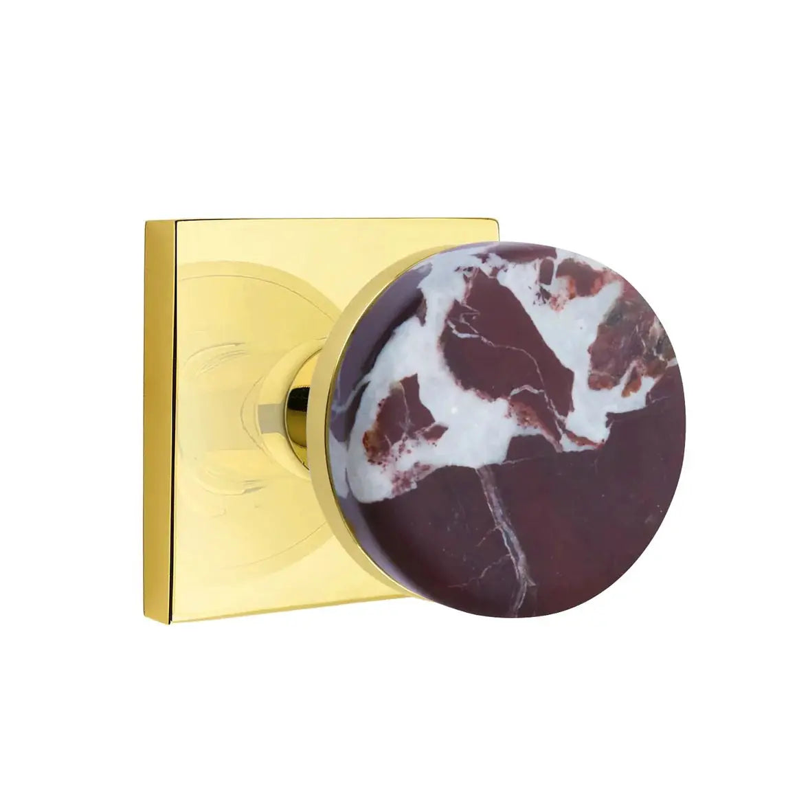 Emtek Rosso Levanto Marble Knob with Square Rosette and Conical Stem by Emtek