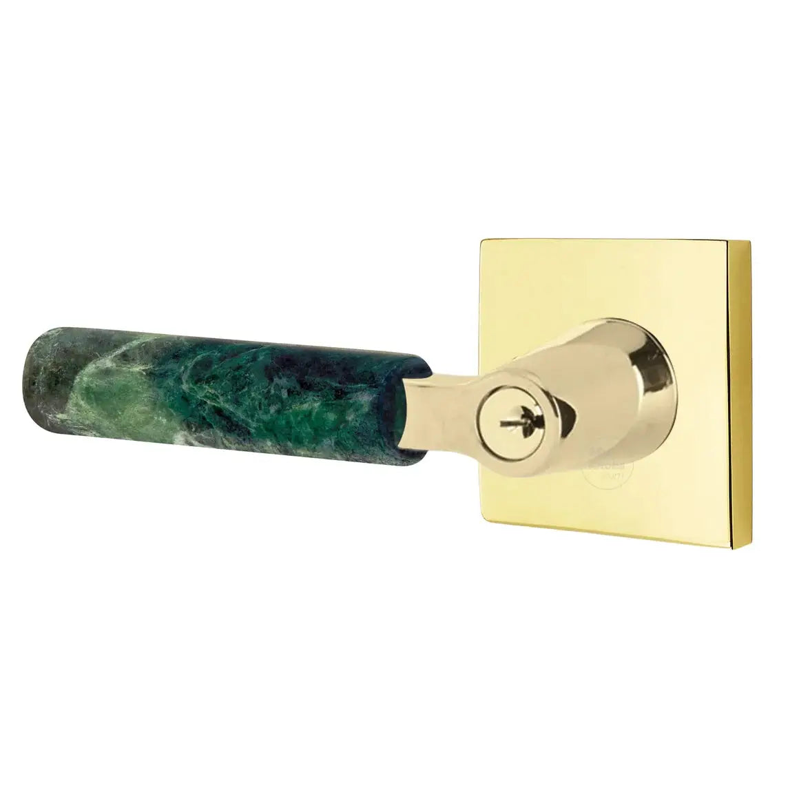 Emtek Green Marble Lever with Square Rosette and L-Square Stem by Emtek