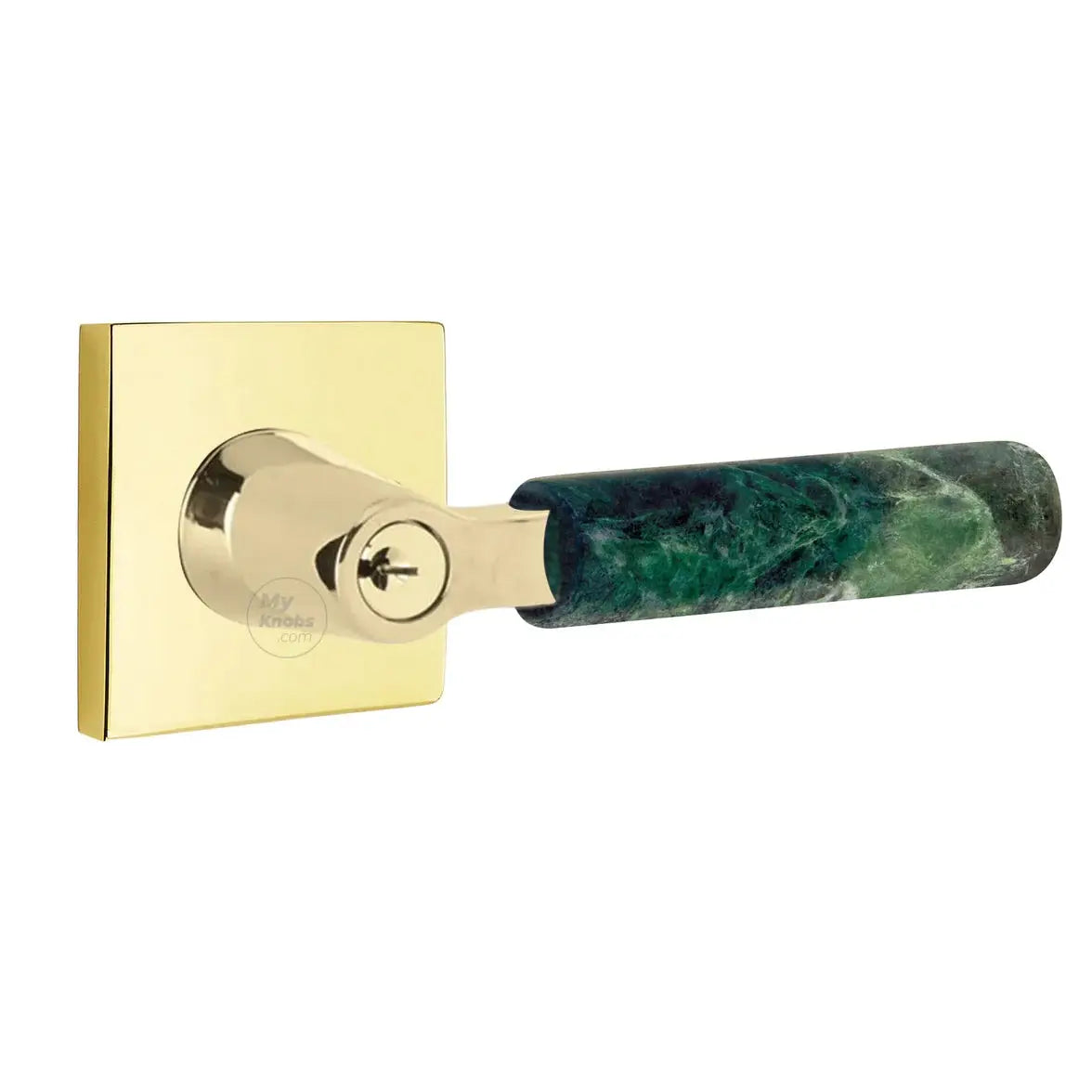 Emtek Green Marble Lever with Square Rosette and L-Square Stem by Emtek