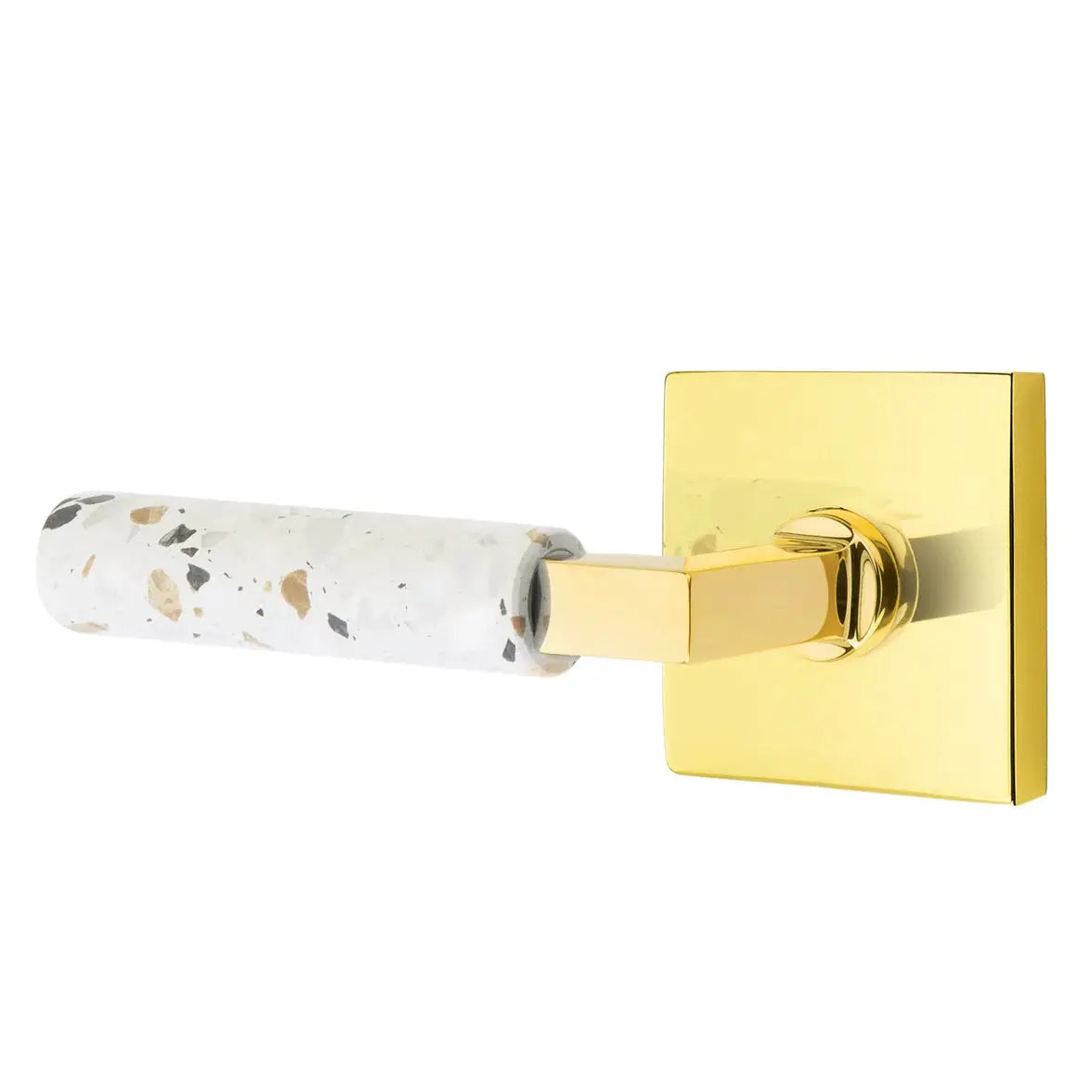 Emtek Light Terrazzo Lever with Square Rosette and L-Square Stem by Emtek