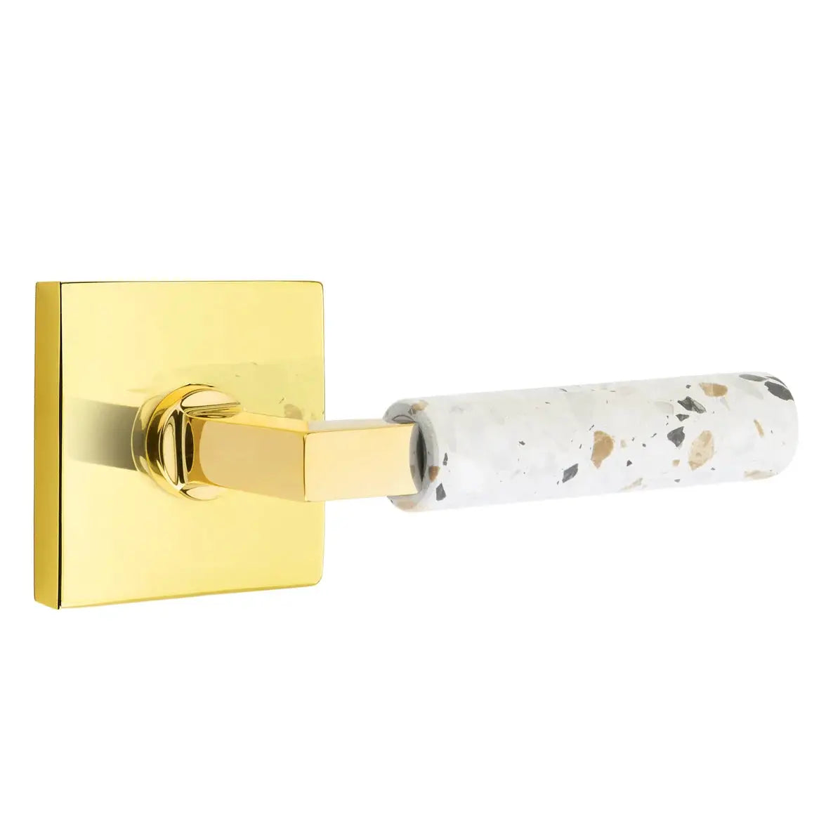 Emtek Light Terrazzo Lever with Square Rosette and L-Square Stem by Emtek