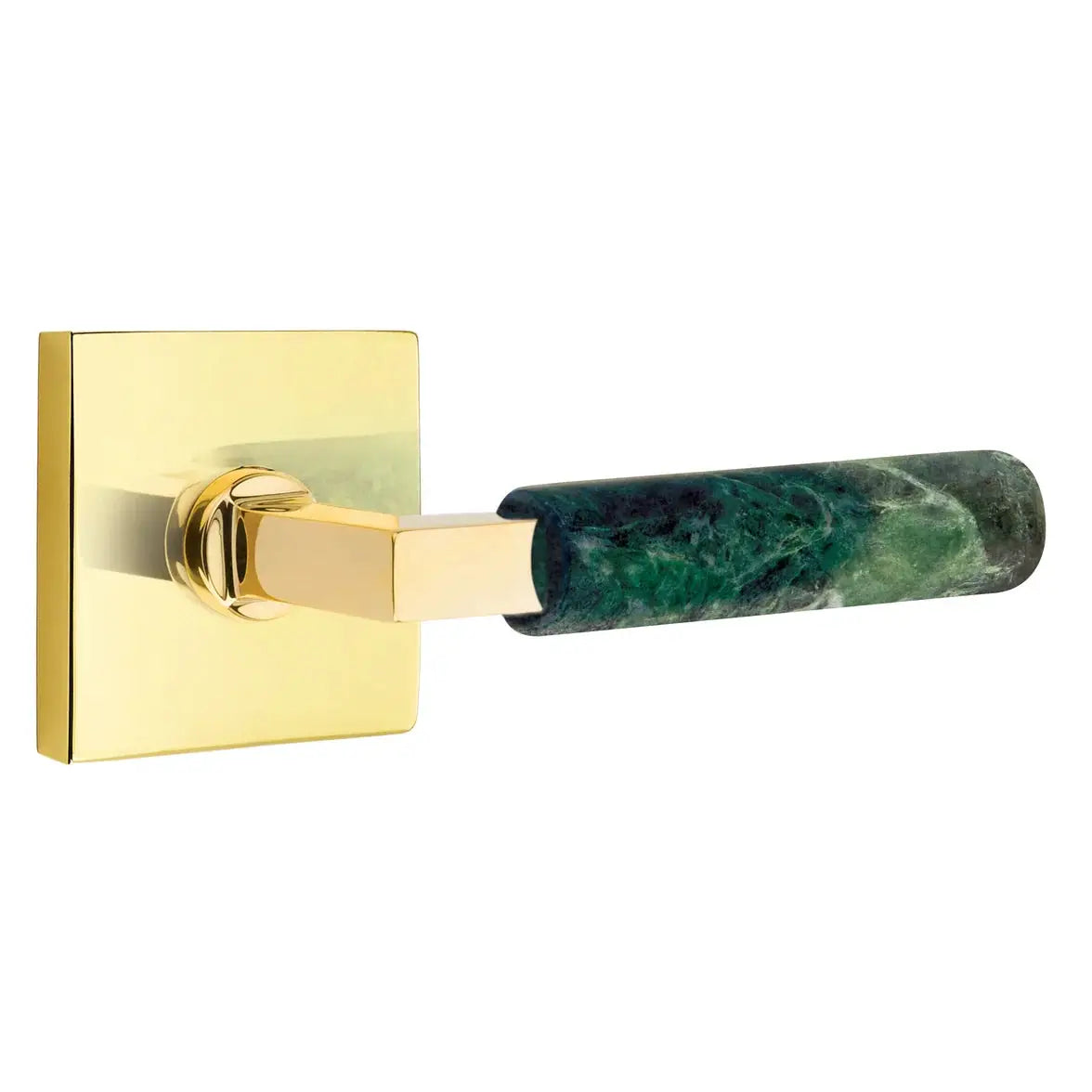 Emtek Green Marble Lever with Square Rosette and L-Square Stem by Emtek