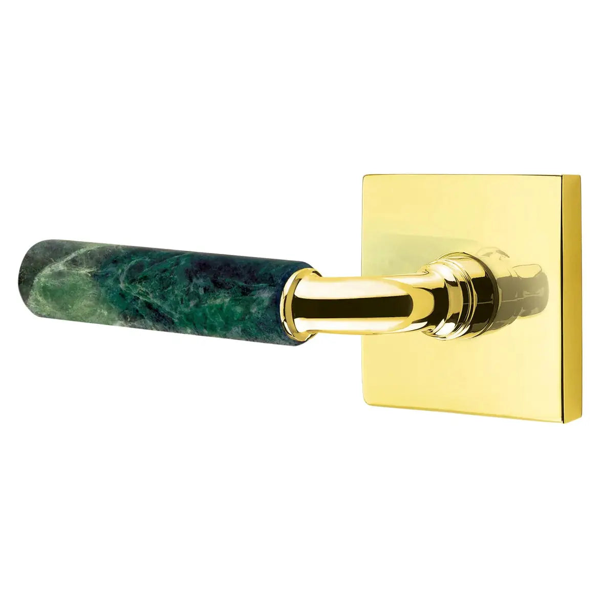 Emtek Green Marble Lever with Square Rosette and R-Bar Stem by Emtek