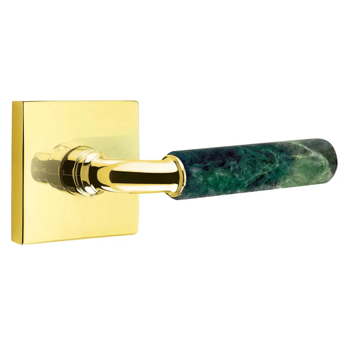 Emtek Green Marble Lever with Square Rosette and R-Bar Stem by Emtek