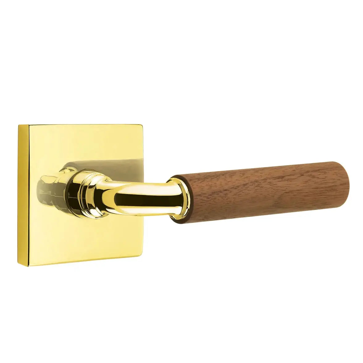 Emtek Walnut Lever with Square Rosette and R-Bar Stem