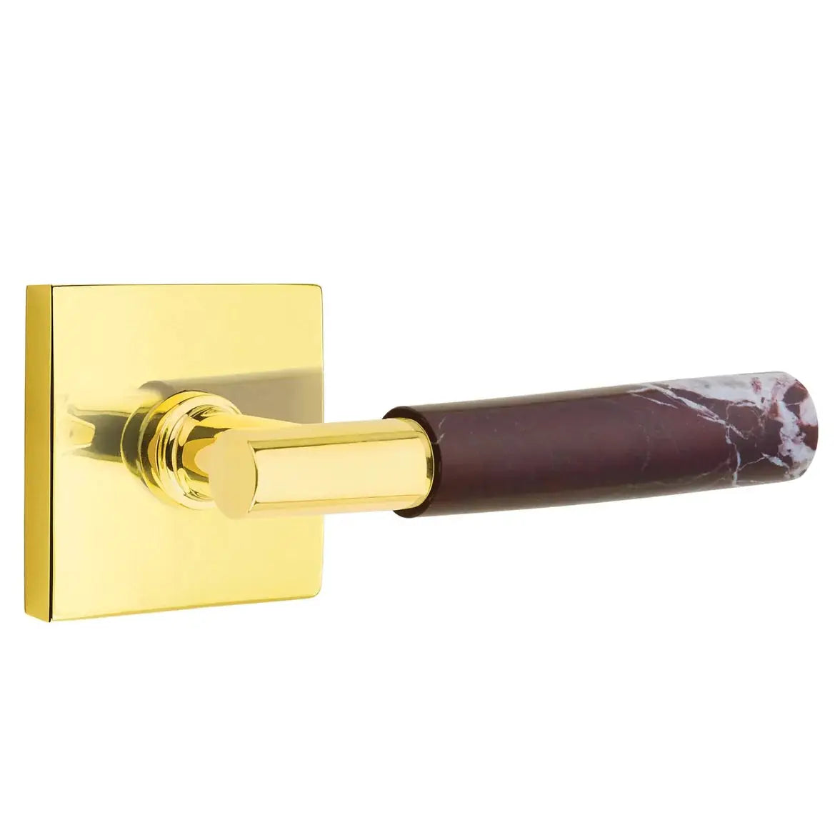 Emtek Rosso Levanto Marble Lever with Square Rosette and T-Bar Stem by Emtek