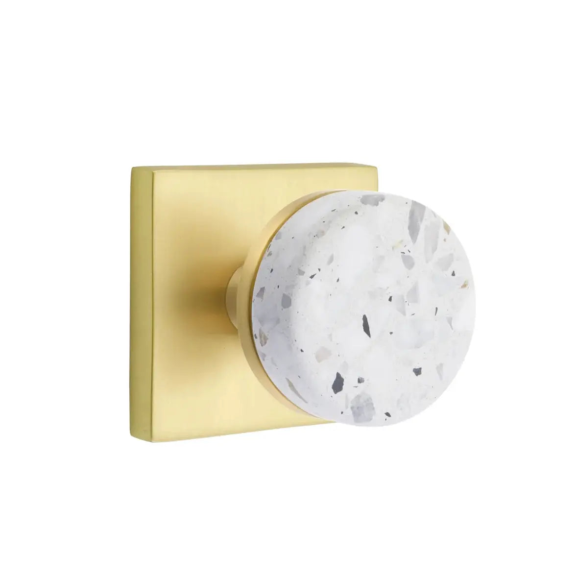 Emtek Light Terrazzo Knob with Square Rosette and Conical Stem by Emtek