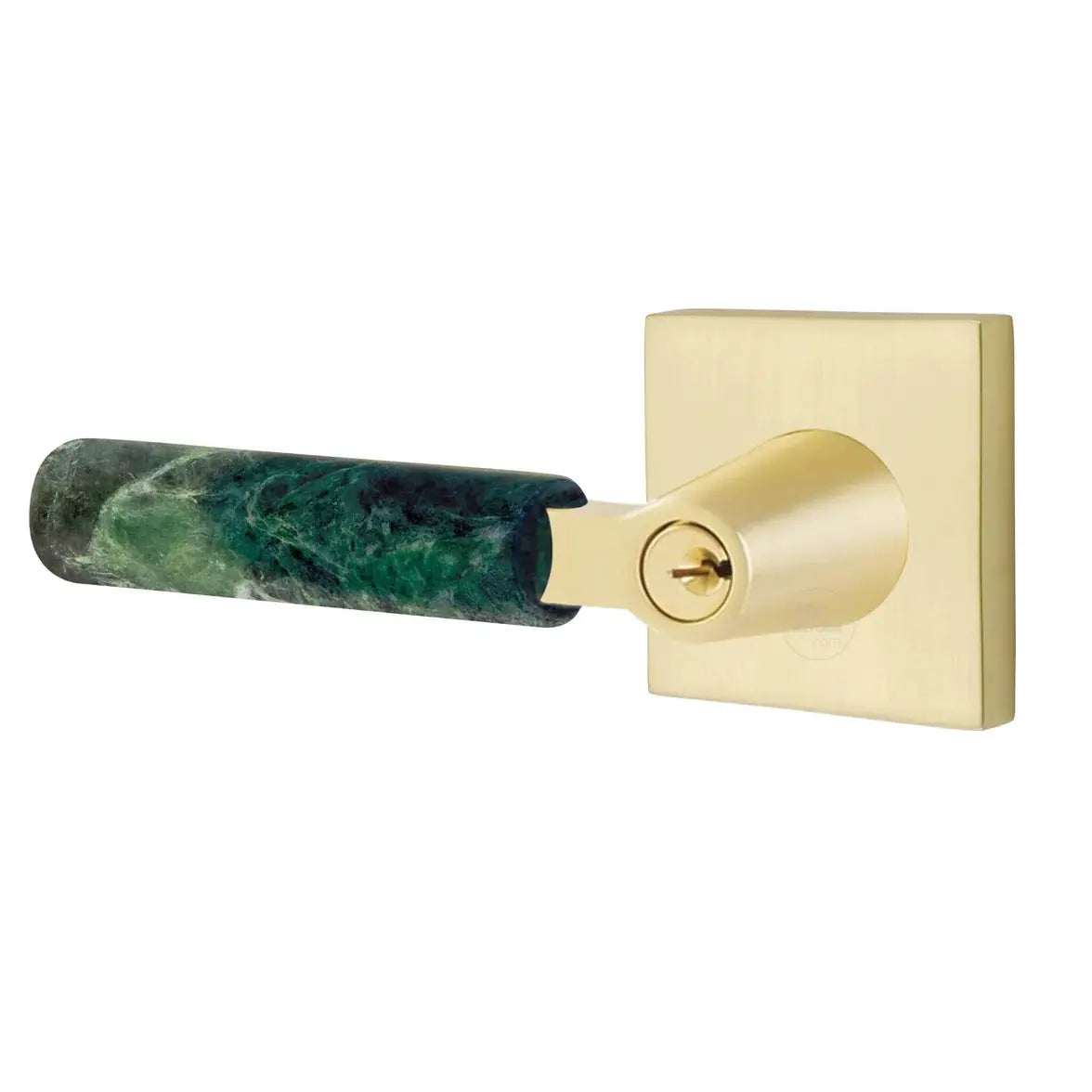 Emtek Green Marble Lever with Square Rosette and L-Square Stem by Emtek