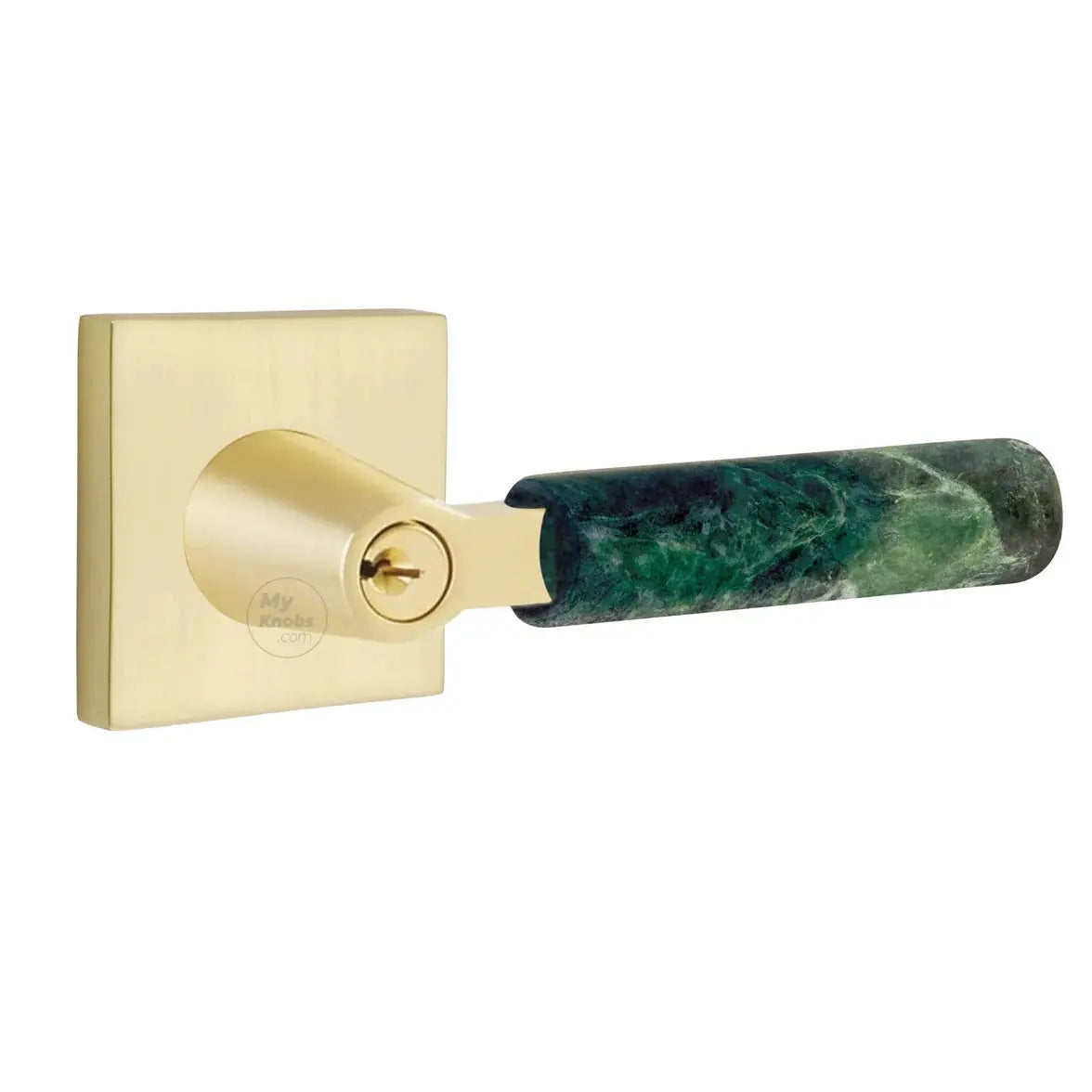 Emtek Green Marble Lever with Square Rosette and L-Square Stem by Emtek