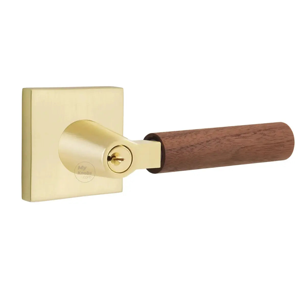 Emtek Walnut Lever with Square Rosette and L-Square Stem by Emtek