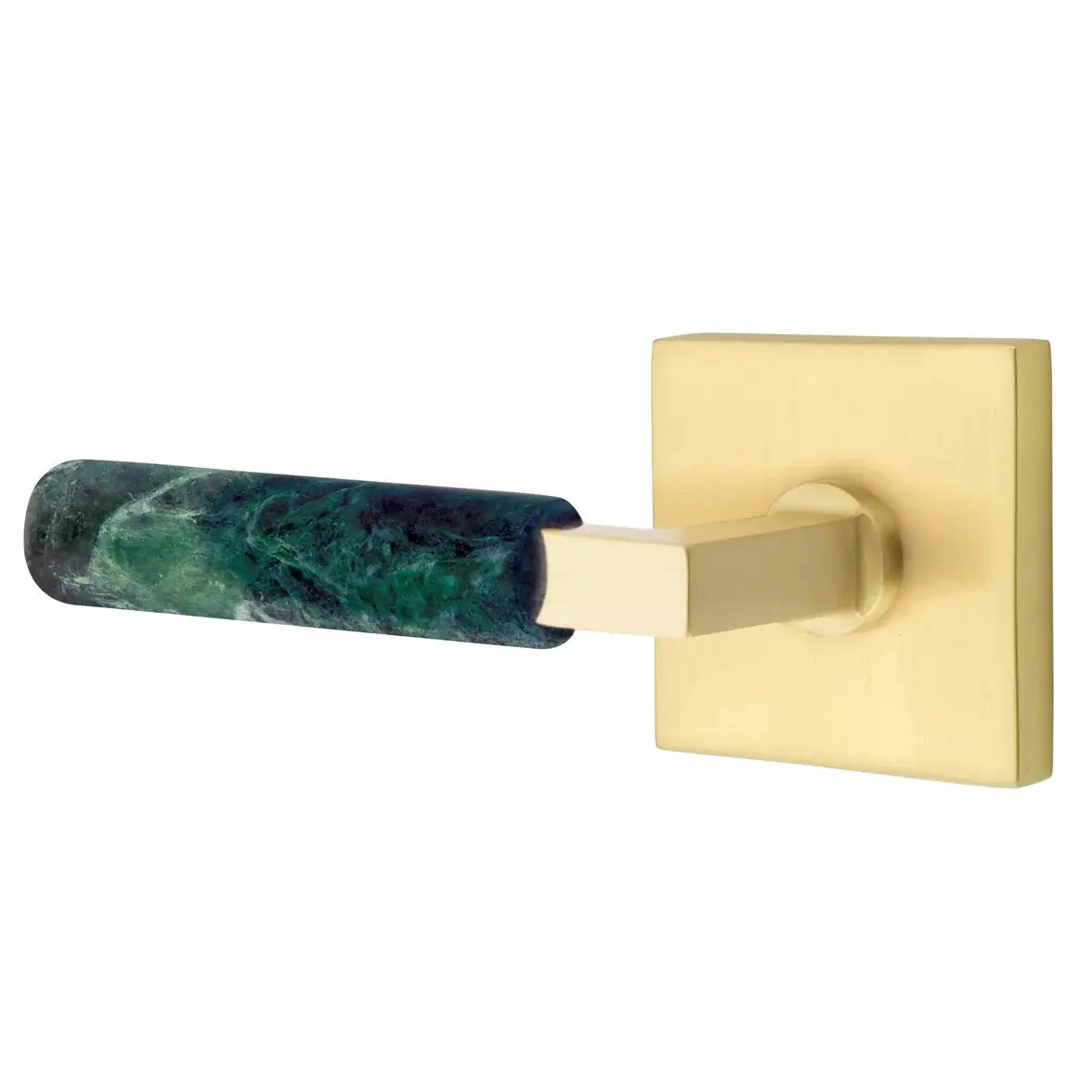 Emtek Green Marble Lever with Square Rosette and L-Square Stem by Emtek