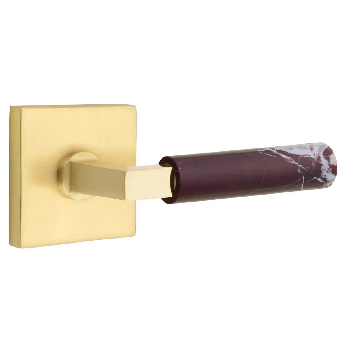 Emtek Rosso Levanto Marble Lever with Square Rosette and L-Square Stem by Emtek