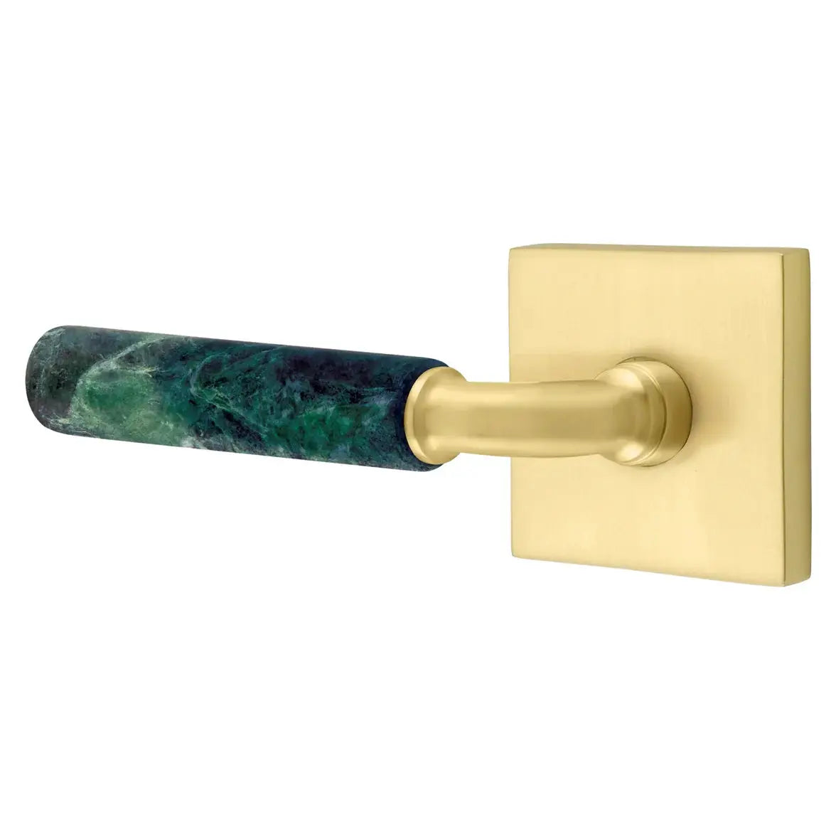 Emtek Green Marble Lever with Square Rosette and R-Bar Stem by Emtek