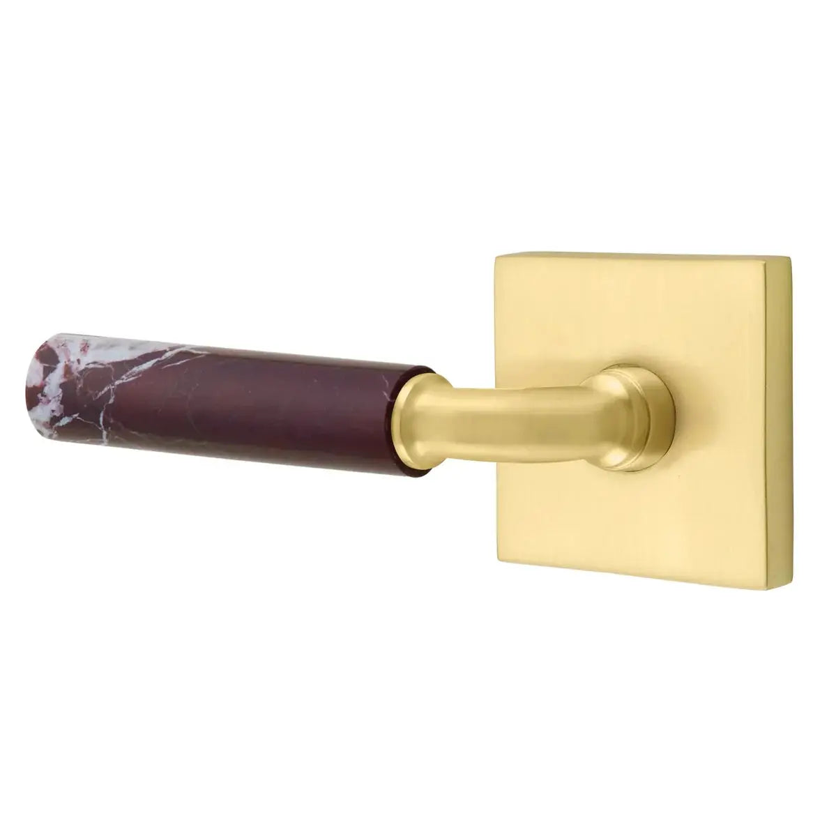 Emtek Rosso Levanto Marble Lever with Square Rosette and R-Bar Stem by Emtek