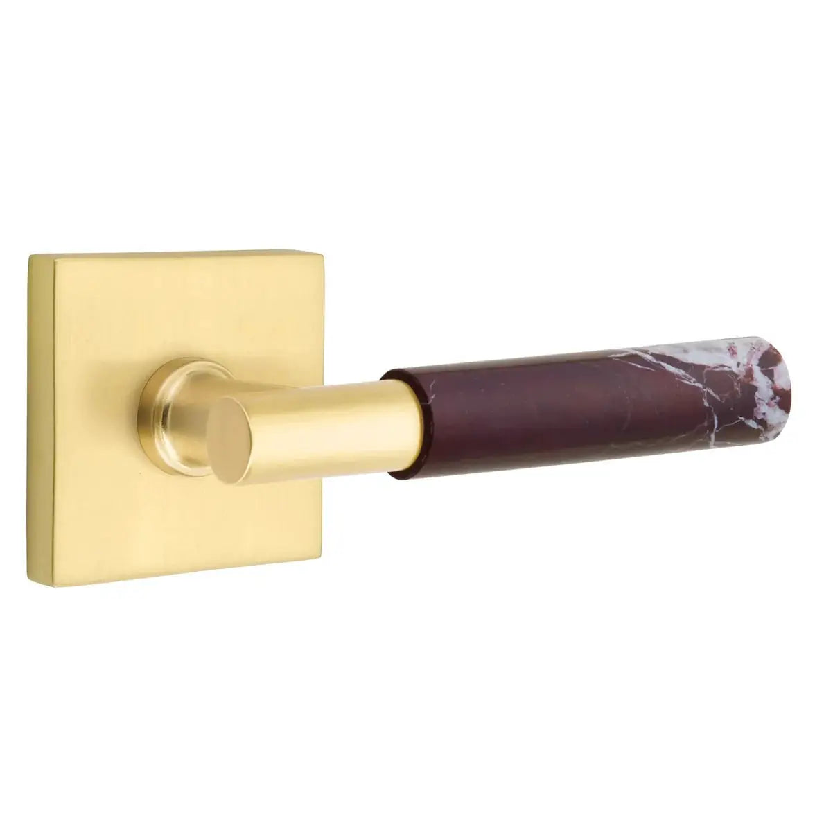 Emtek Rosso Levanto Marble Lever with Square Rosette and T-Bar Stem by Emtek