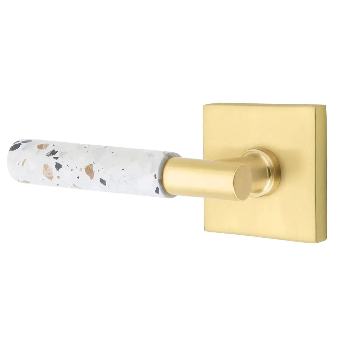 Emtek Light Terrazzo Lever with Square Rosette and T-Bar Stem by Emtek