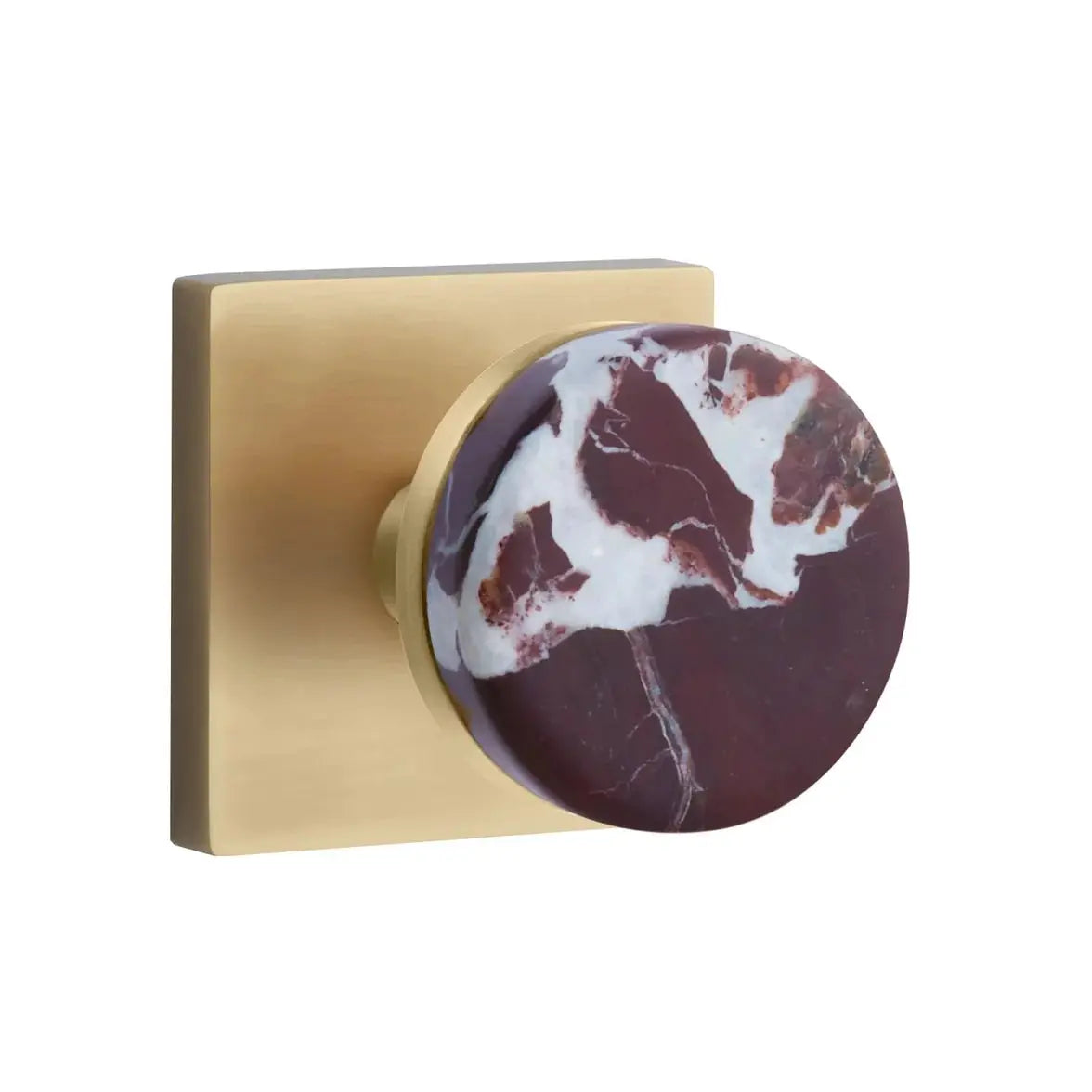 Emtek Rosso Levanto Marble Knob with Square Rosette and Conical Stem by Emtek