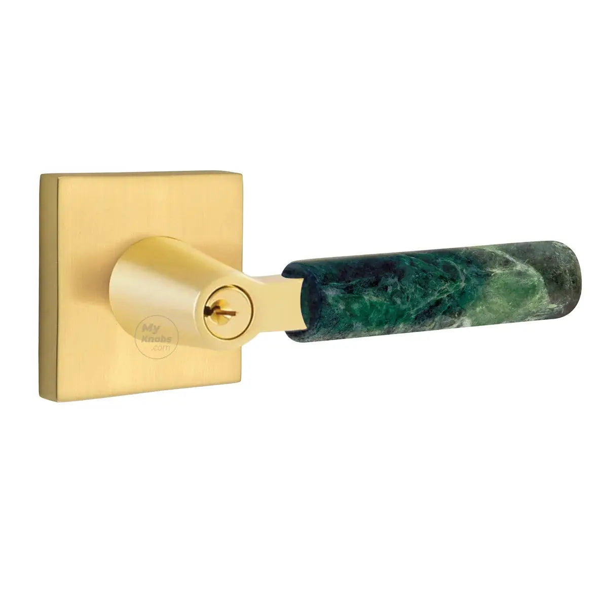Emtek Green Marble Lever with Square Rosette and L-Square Stem by Emtek