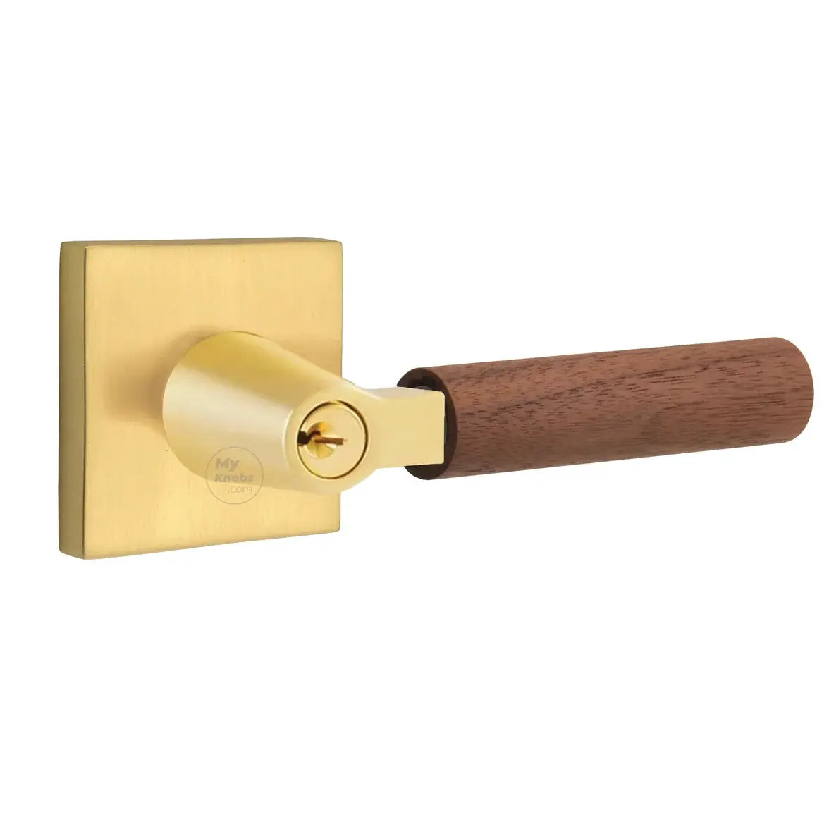 Emtek Walnut Lever with Square Rosette and L-Square Stem by Emtek
