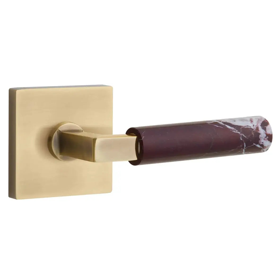 Emtek Rosso Levanto Marble Lever with Square Rosette and L-Square Stem by Emtek