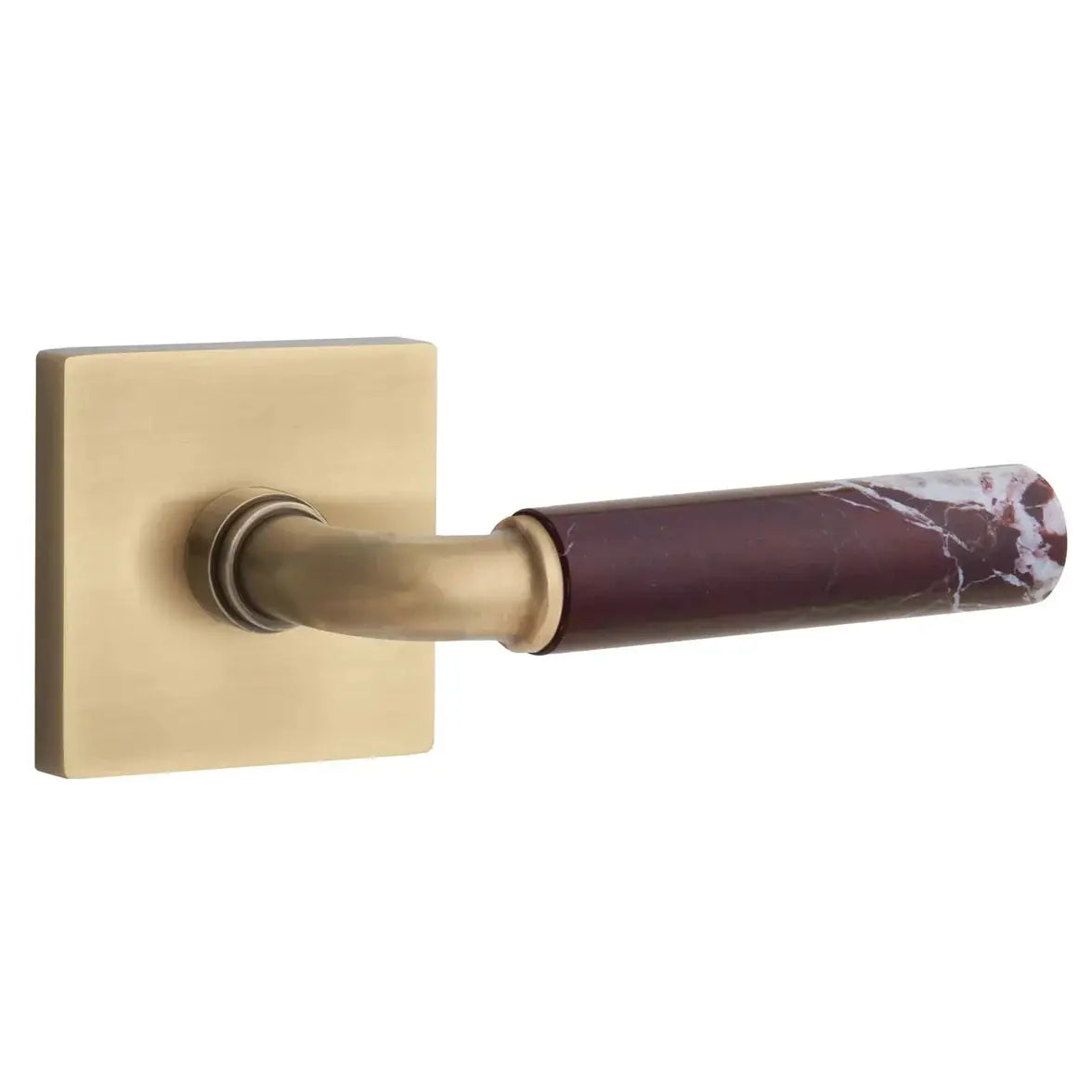 Emtek Rosso Levanto Marble Lever with Square Rosette and R-Bar Stem by Emtek