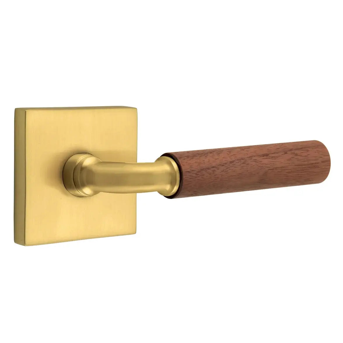 Emtek Walnut Lever with Square Rosette and R-Bar Stem