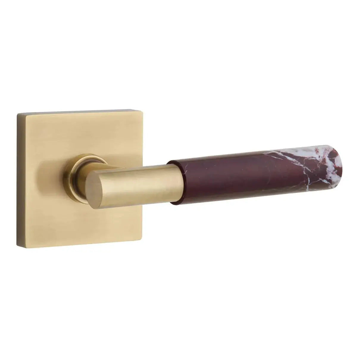 Emtek Rosso Levanto Marble Lever with Square Rosette and T-Bar Stem by Emtek