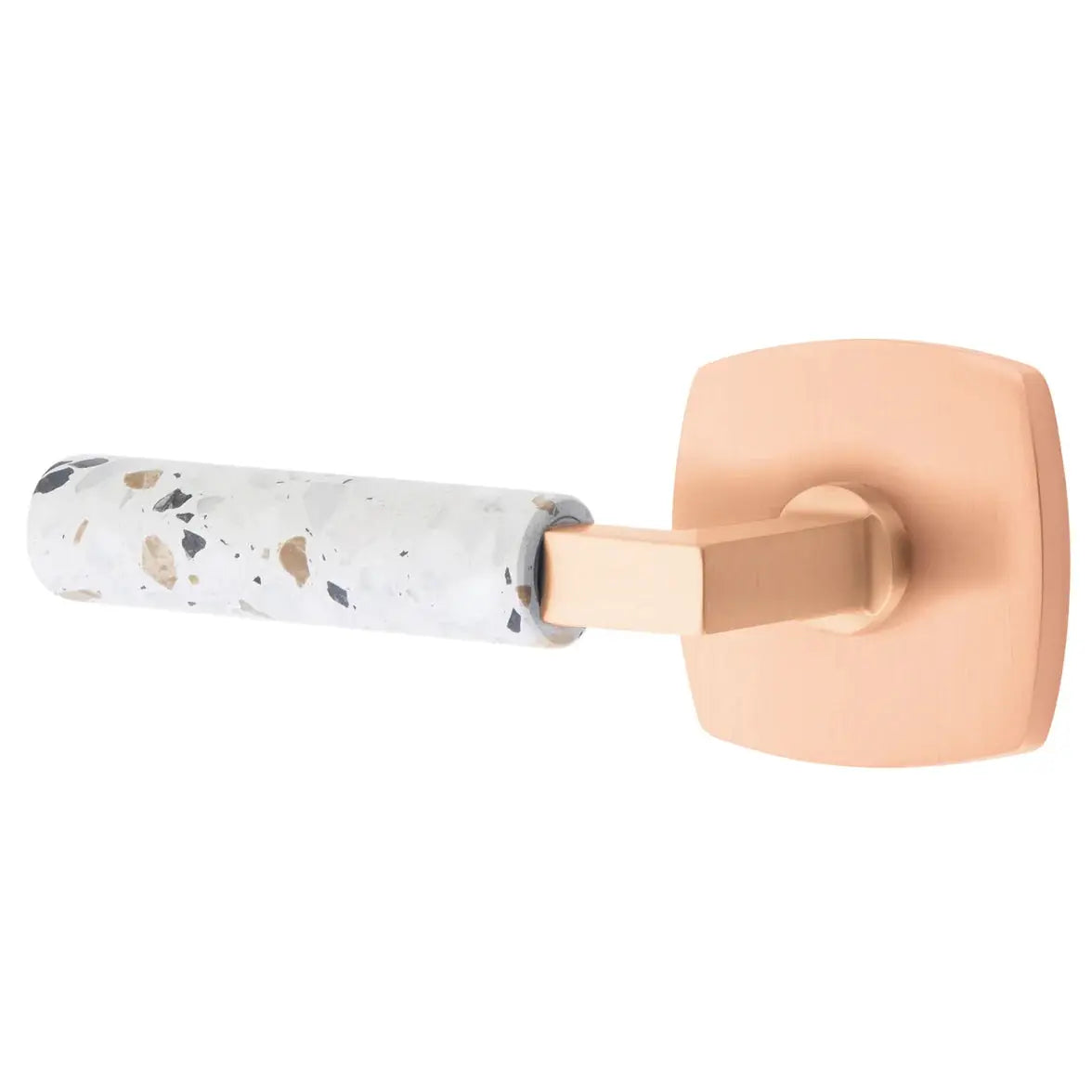 Emtek Light Terrazzo Lever with Urban Modern Rosette and L-Square Stem by Emtek