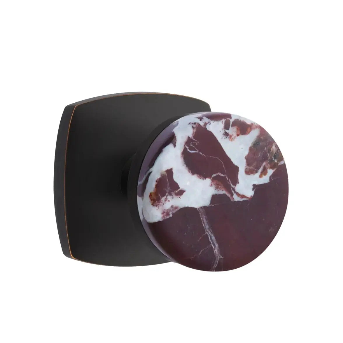 Emtek Rosso Levanto Marble Knob with Urban Modern Rosette and Conical Stem by Emtek