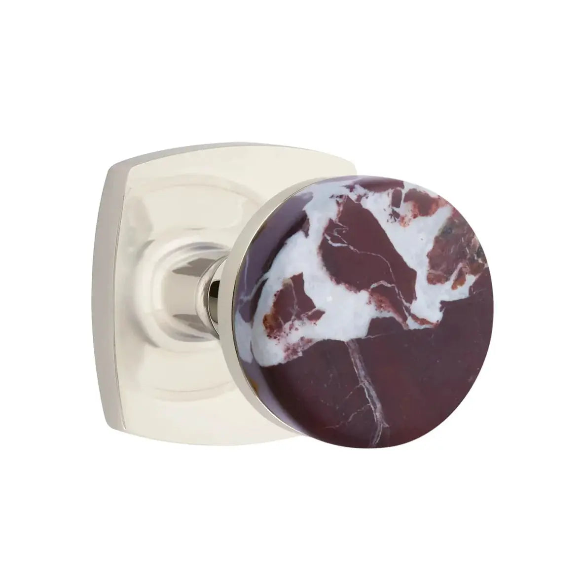 Emtek Rosso Levanto Marble Knob with Urban Modern Rosette and Conical Stem by Emtek