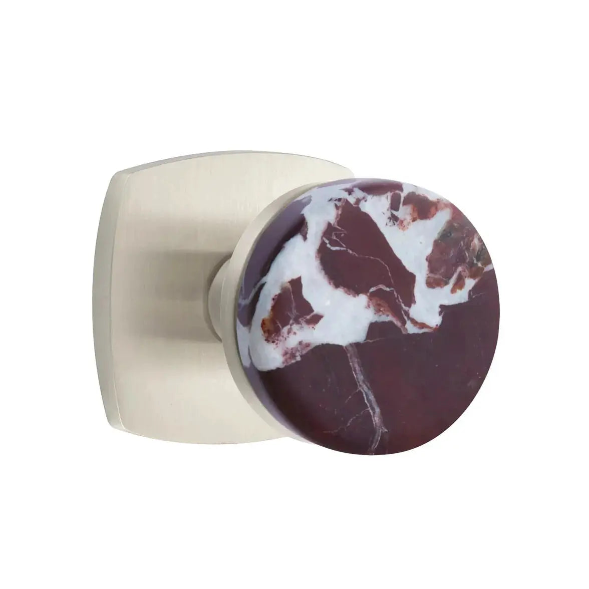 Emtek Rosso Levanto Marble Knob with Urban Modern Rosette and Conical Stem by Emtek